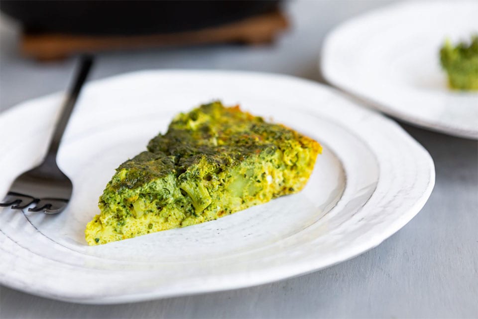 Broccoli Frittata with Creamed Pesto Swirl Keto Recipe