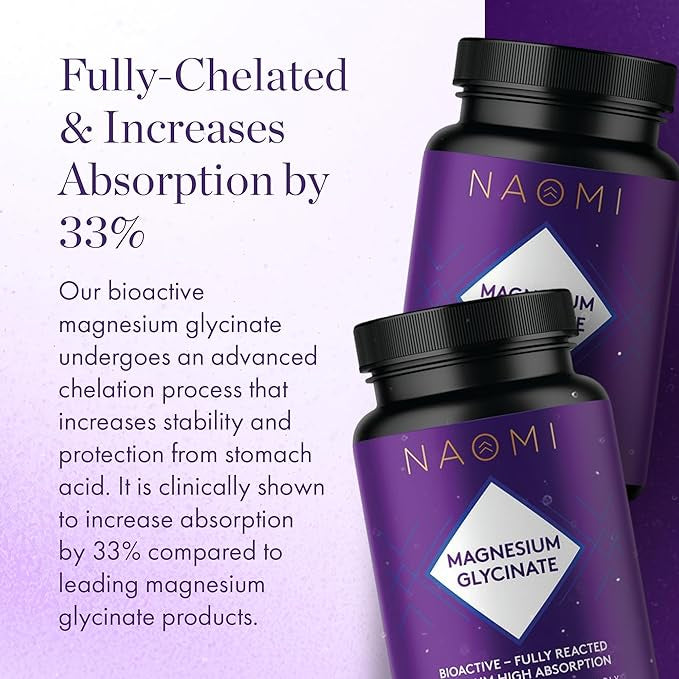 Magnesium Glycinate- fully chelated for heart health, strong bones and mood balance – NaomiW
