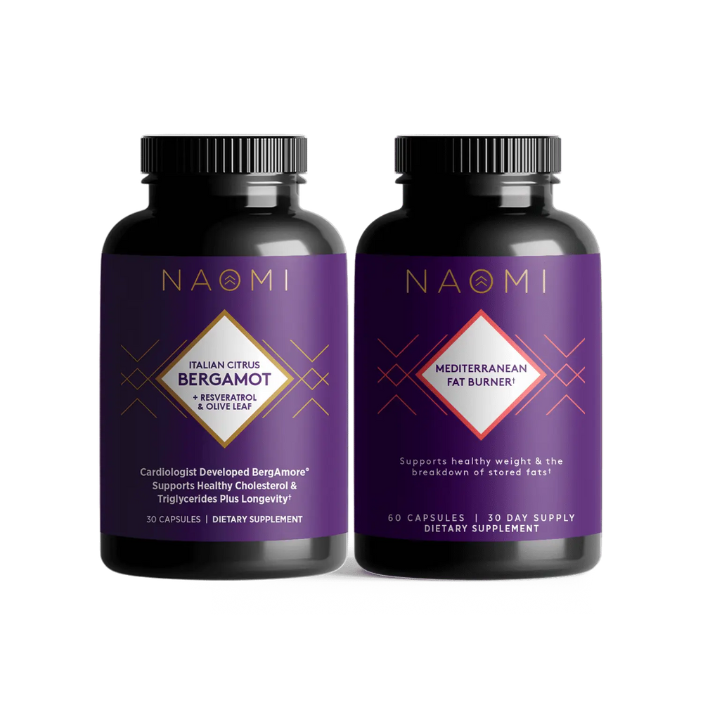 Two NAOMI dietary supplement bottles on a white background