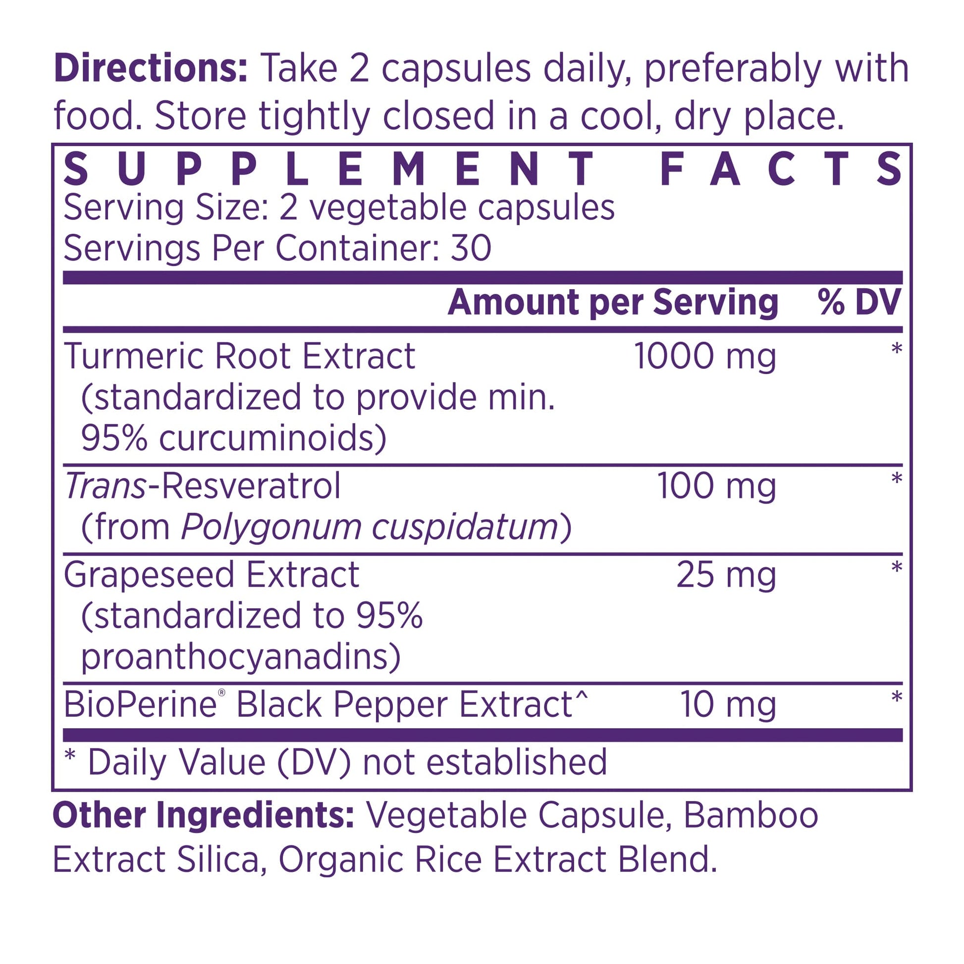 NAOMI Turmeric + Resveratrol facts