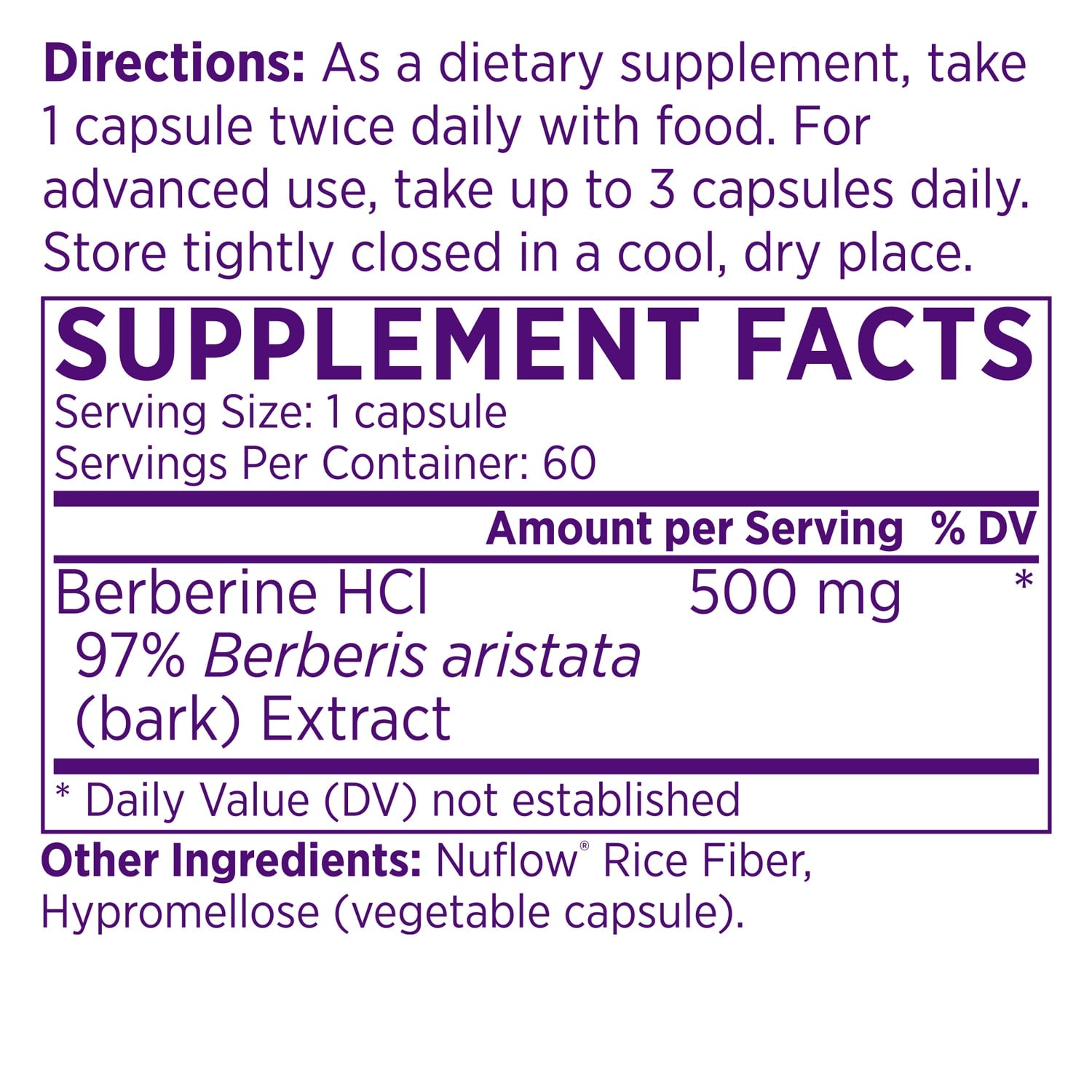 Berberine Supplement Facts