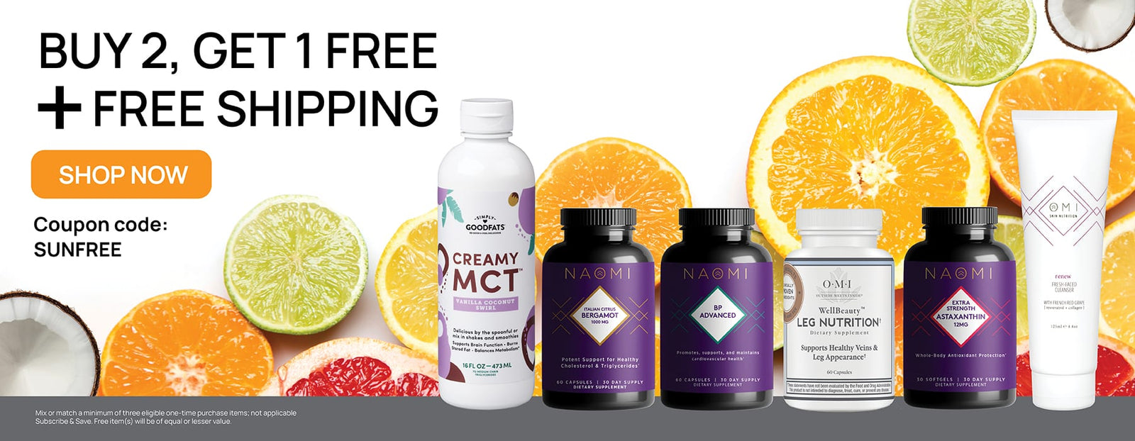 Buy two get one free with code: SUNFREE