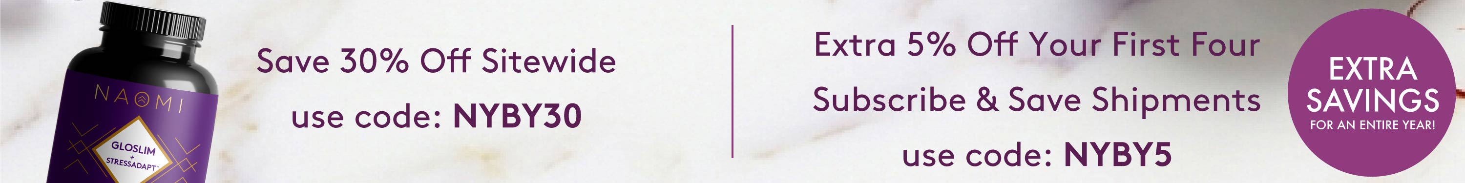 Promotional banner with discount codes for a website or subscription service.