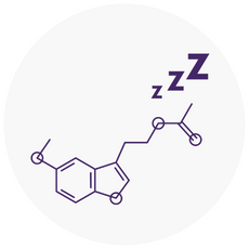 Chemical structure with purple text 'zzz' on a white background
