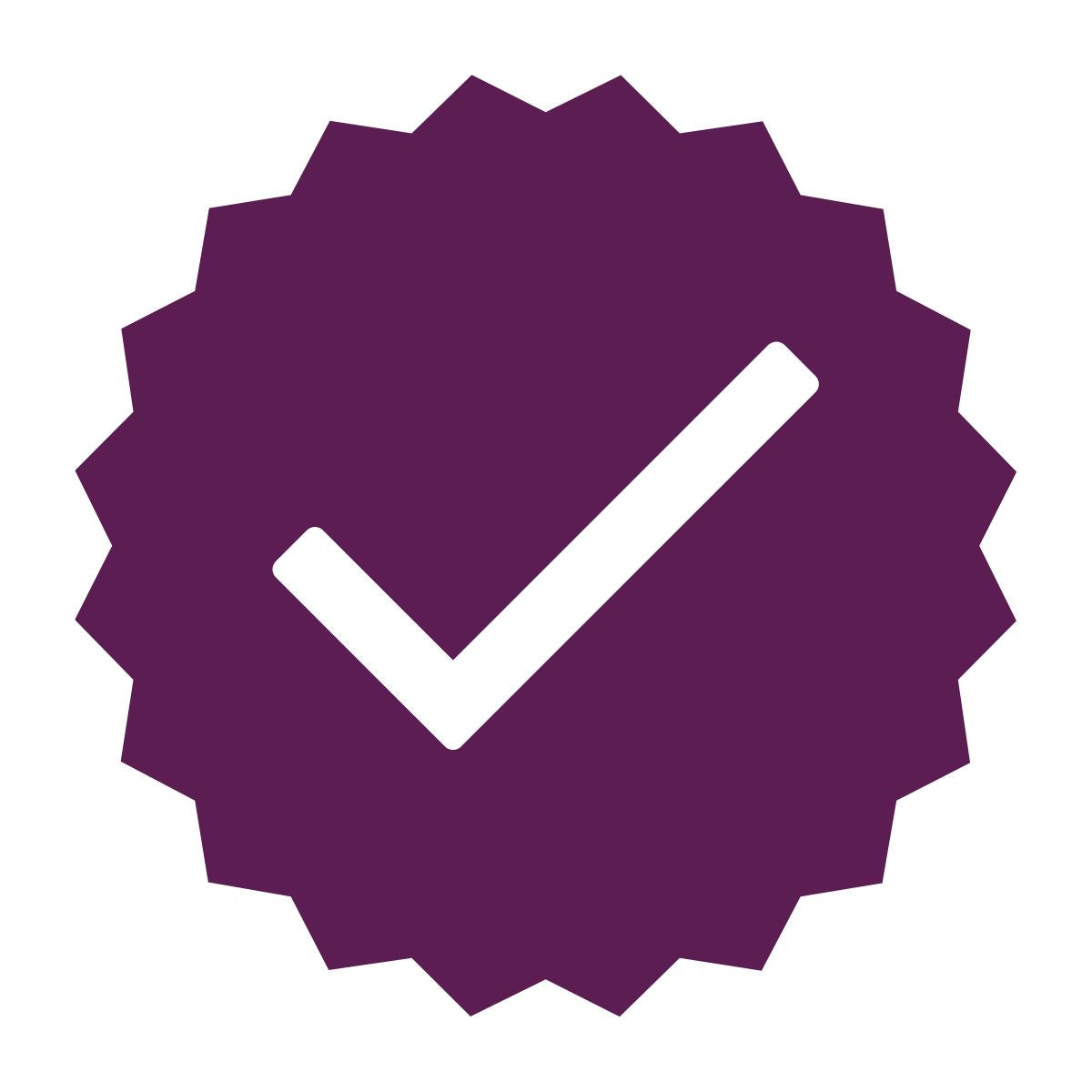 Purple circle with a white check mark in the center