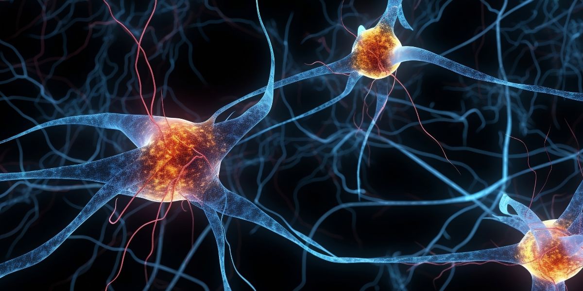 Neurons with branching extensions on a dark background