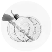 Clear glass shower head with silver nozzle on a white background