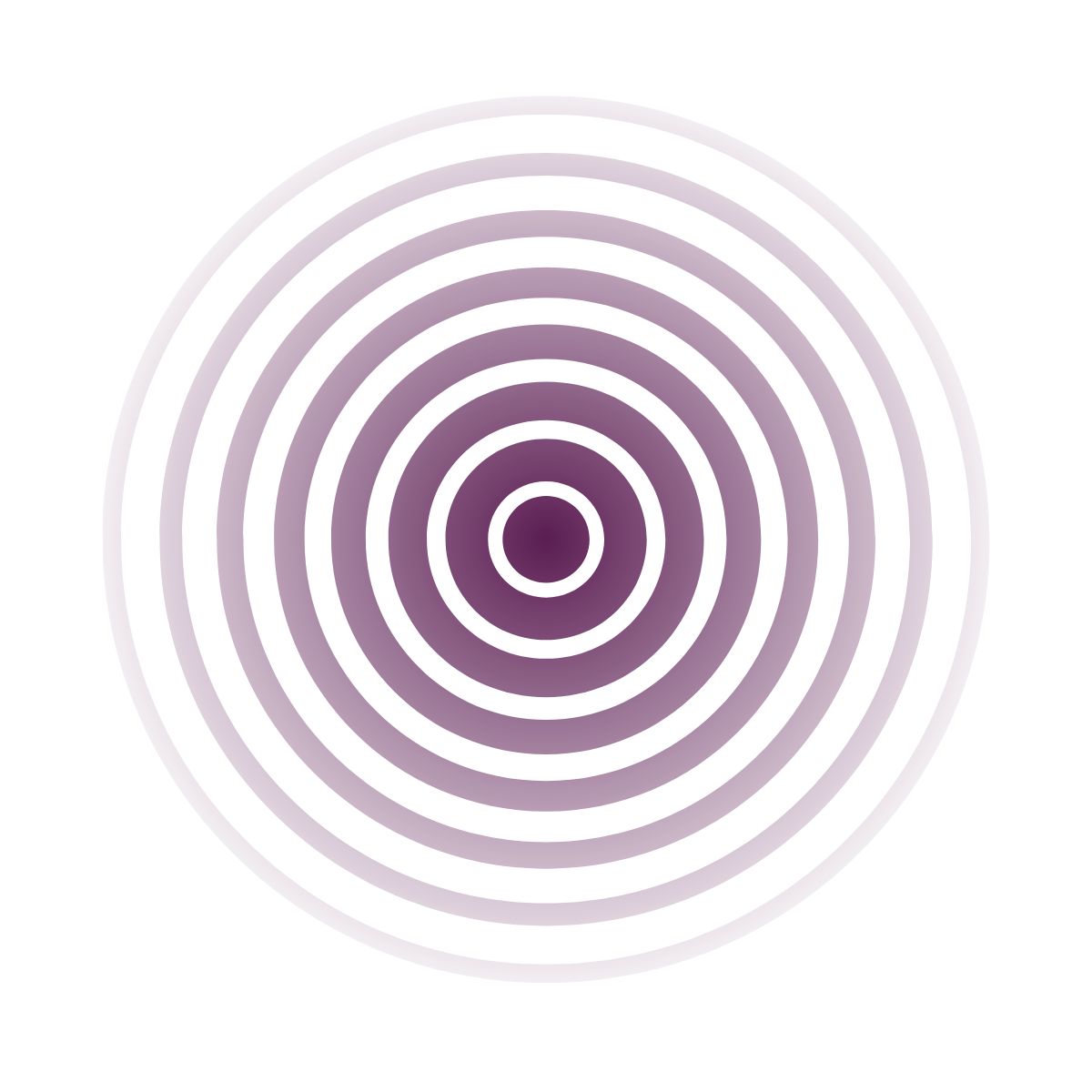 Circular design with concentric rings in purple and white on a white background