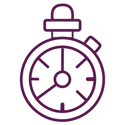 Purple outline of a stopwatch on a white background