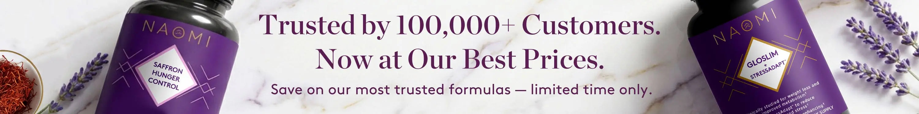 Promotional banner for a tea brand with text about customer trust and best prices.