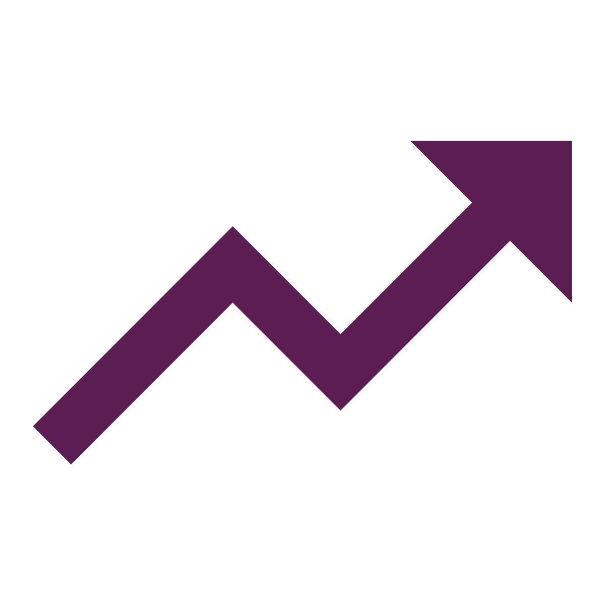 Purple upward arrow on a white background