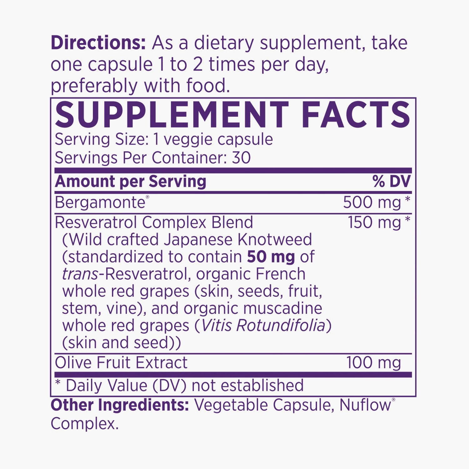 bergamot supplement facts